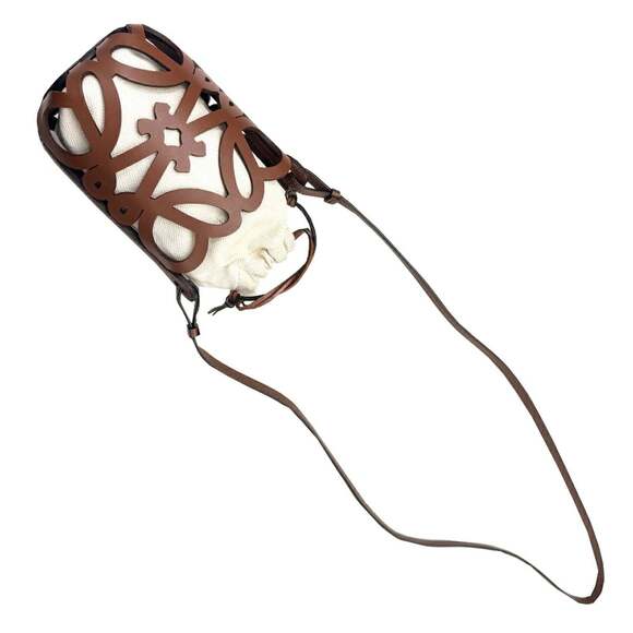 LOEWE Cutout Pocket Anagram Shoulder Bag in Canvas and Leather for Women - Picture 8 of 11